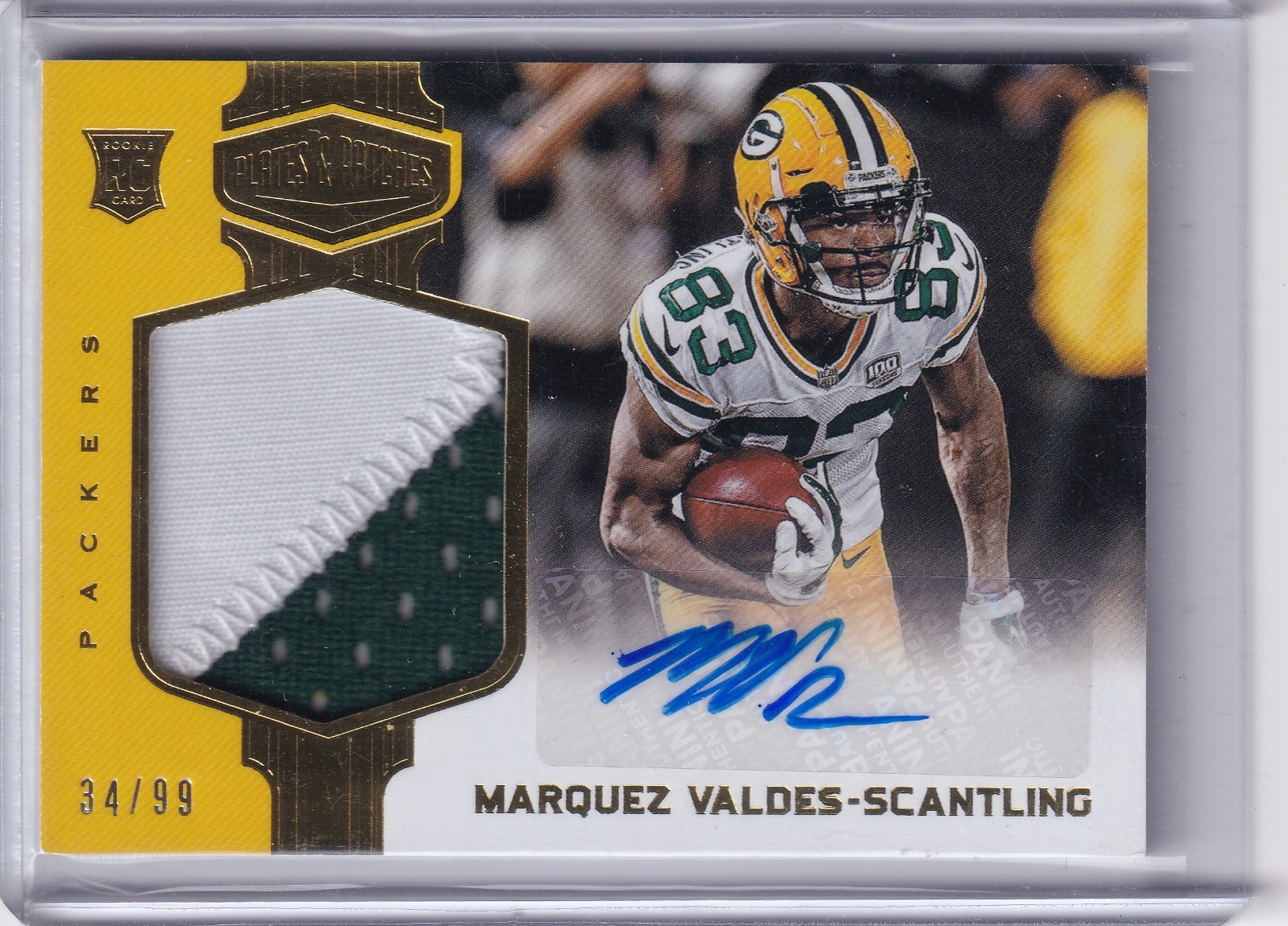 Marquez Valdes-Scantling Panini Plates & Patches #214 Patch Autograph