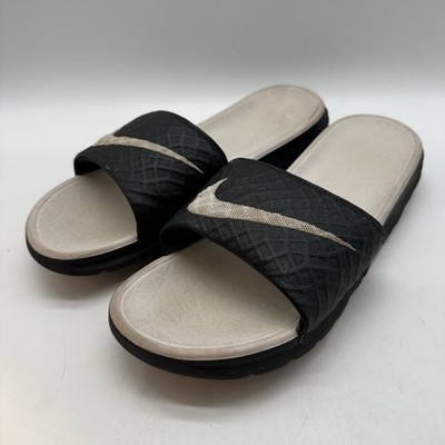 Nike Benassi Solarsoft Slides Women's 8 Black White Swoosh Sandals 705475 010