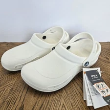 Crocs At Work Bistro Clogs  Mens 5 Womens 7  White Slip Resistant Shoes NEW