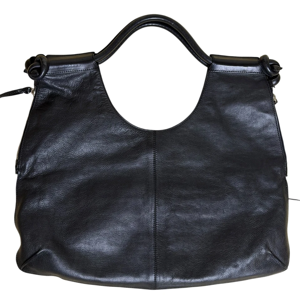 Nannini Leather Satchel Tote Purse Bag Black bv - Image 2 of 4