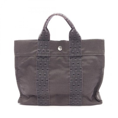 HERMES Herline PM Handtasche Nylon Canvas grau gebraucht Damen SHW