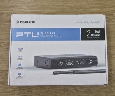 Phenyx Pro PTU-52 Dual Channel Wireless Microphone System 200FT Range OPEN BOX
