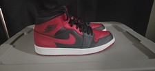 Nike Air Jordan 1 Mid Banned Bred 2020 Black Red 554724-074 Men's Size 12.5