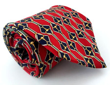 Vtg 1980s/90s Paolo Gucci Mens Tie Red Navy Equestrian 100 Silk Italy Necktie