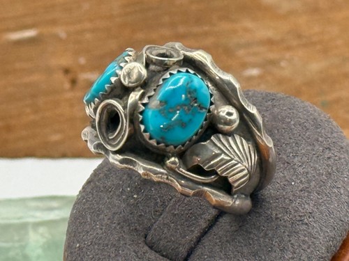Vintage Max C Calabaza Zuni Sterling Turquoise Ring size 12--TB237.25 - Picture 3 of 5