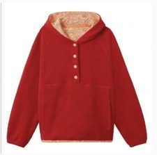 Outdoor Voices Mega Fleece Snap Up Hoodie Gogi Berry Red Size Xs