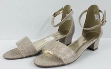 Nine West  Women’s Gold Glitter Ankle Strap Heels US 4  Shoes. (B4)