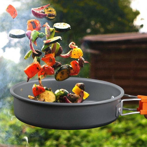 ISFORU Camping Kochset 13-teilig - Für 2-3 Personen - Mit Töpfen, Pfanne & Geschirr