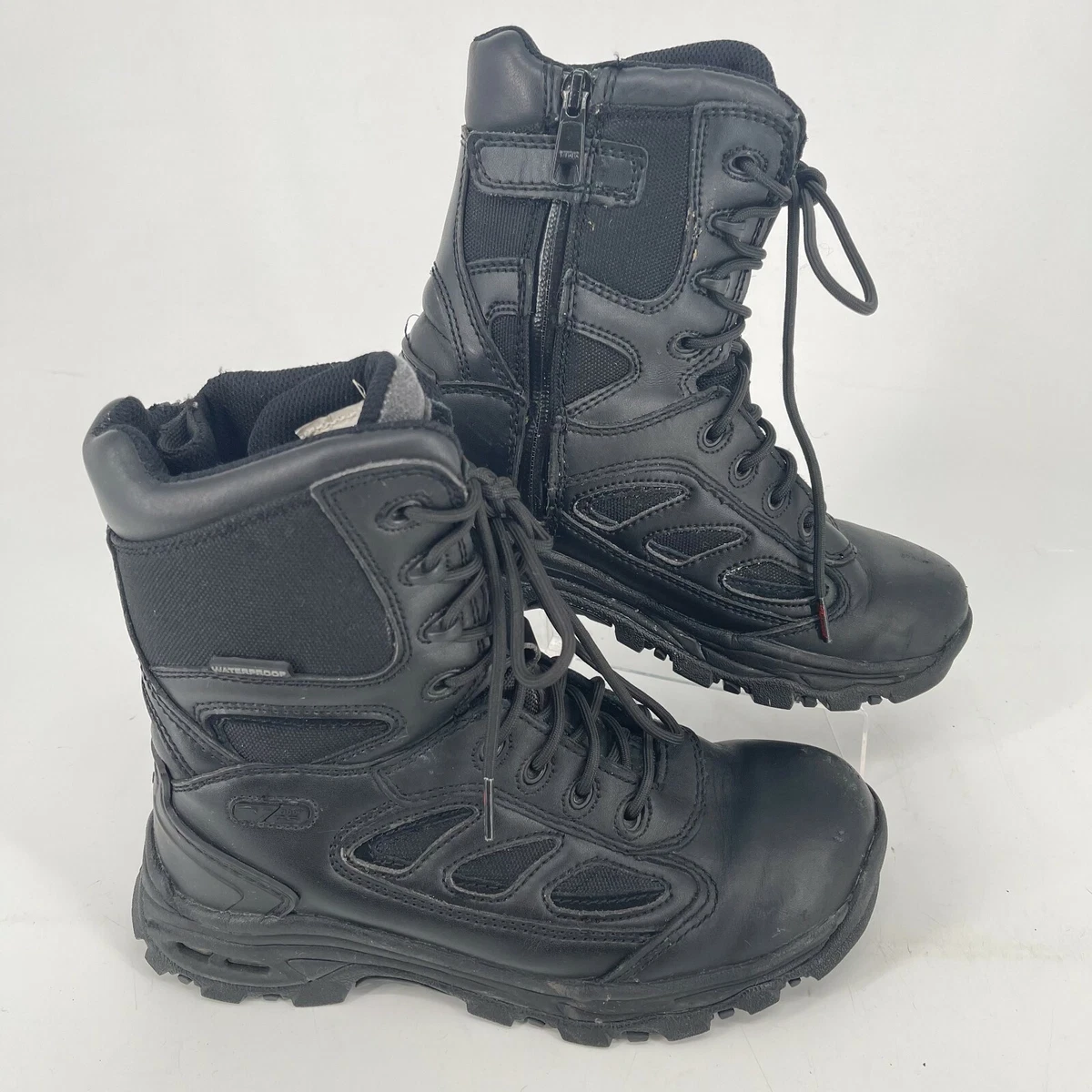 Thorogood Tactical Work Black Leather Side Zip Lace Up Boots 834