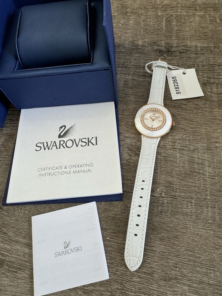 New Swarovski Octea Dressy White Ceramic Bezel Rosegold Tone Watch
