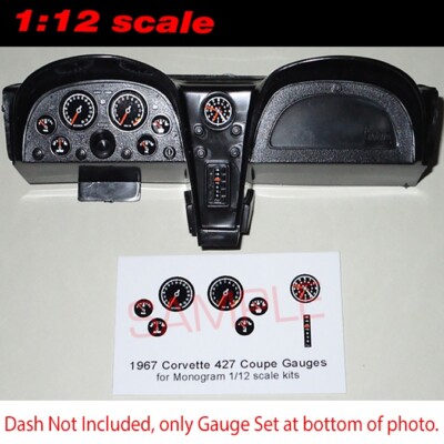 1/12 1967 CORVETTE 427 COUPE GAUGE FACES for 1/12 scale MONOGRAM kits - PLS READ