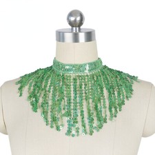 Performance Choker Accessory Sequin Tassel Shiny Dance Hook Loop Adjustable Trim