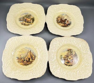 Vintage Lot of 4 Royal Cauldron England Ridgewood Square Salad Plates 8.5''