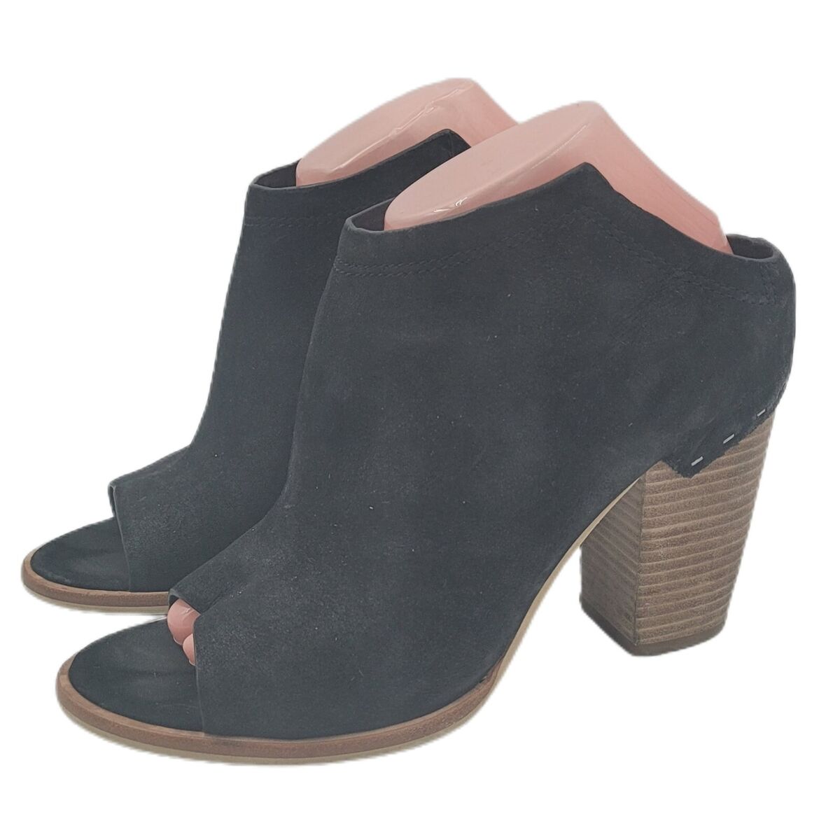 Dolce Vita Noa Black Suede Leather Slip On Peep Toe Mule Ankle Bootie Size 9.5