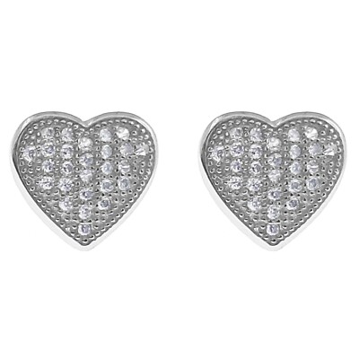 Boucles D'oreilles Puces Argentées En Argent 925 Rhodié Avec Zircon – Femme, élégantes Et Hypoallergéniques