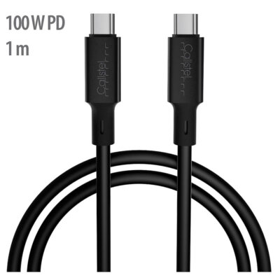 Callstel Ultraflexibles Silikon-Lade-/Datenkabel USB-C/-C, 100W PD, 1m, schwarz