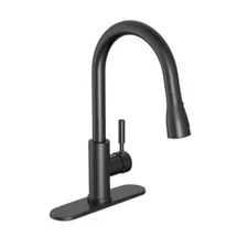 PRIVATE BRAND UNBRANDED Pull Down Sprayer Kitchen Faucet 1-Handle Matte Black