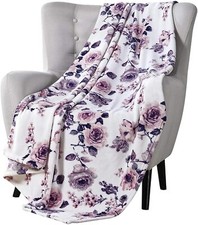 Throw Blankets: Soft Plush Lively Rose Floral Accent for Sofa Bed