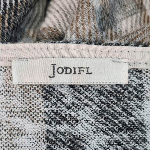 Jodifl Tan and Gray Oversized Poncho Shirt Size Large Plaid Oversized Top - 第 6/8 張圖片