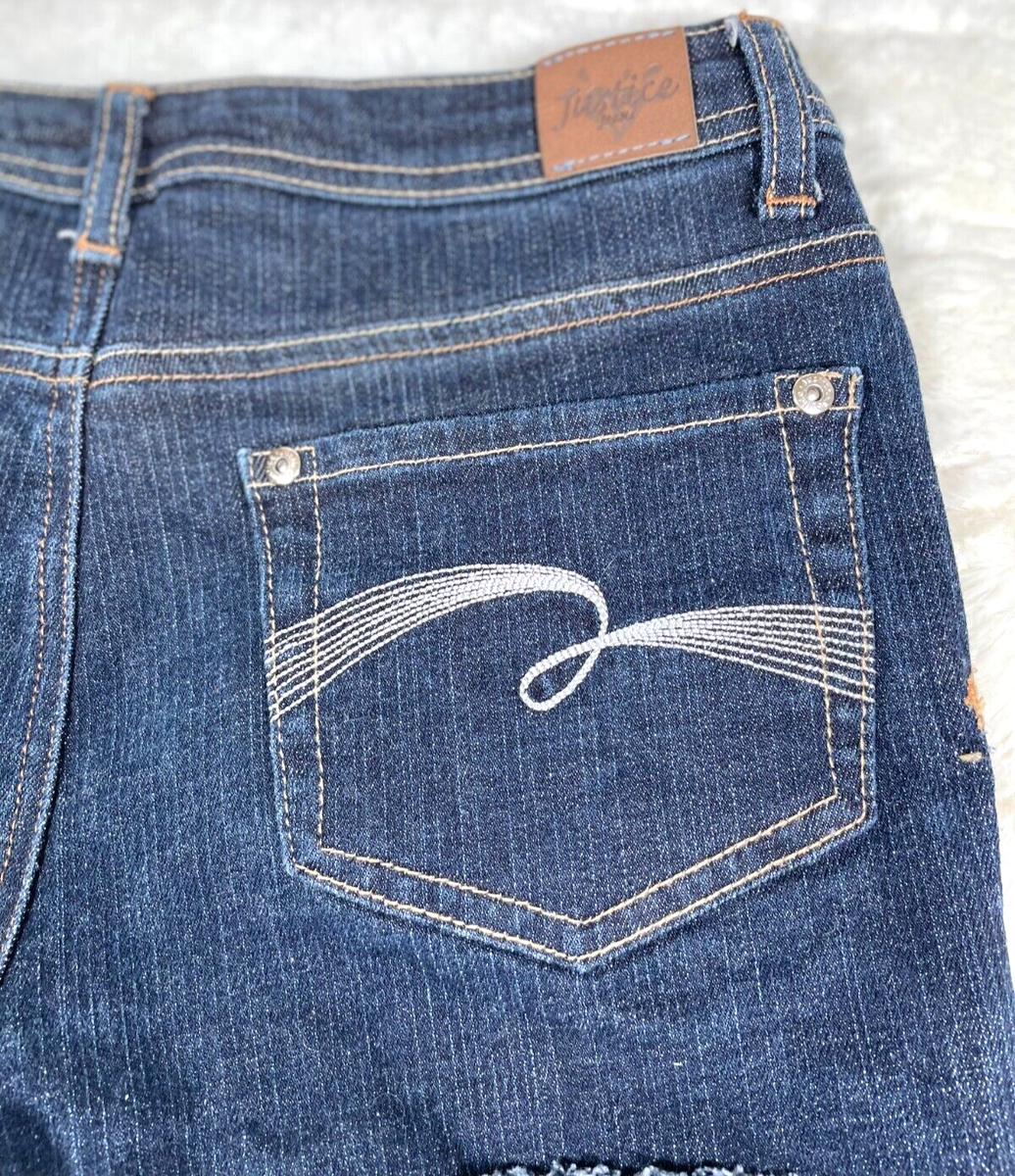 Short En Jean Fille Justice – Violet à Pois, Taille 6, Coupe Régulière, Sans étiquette