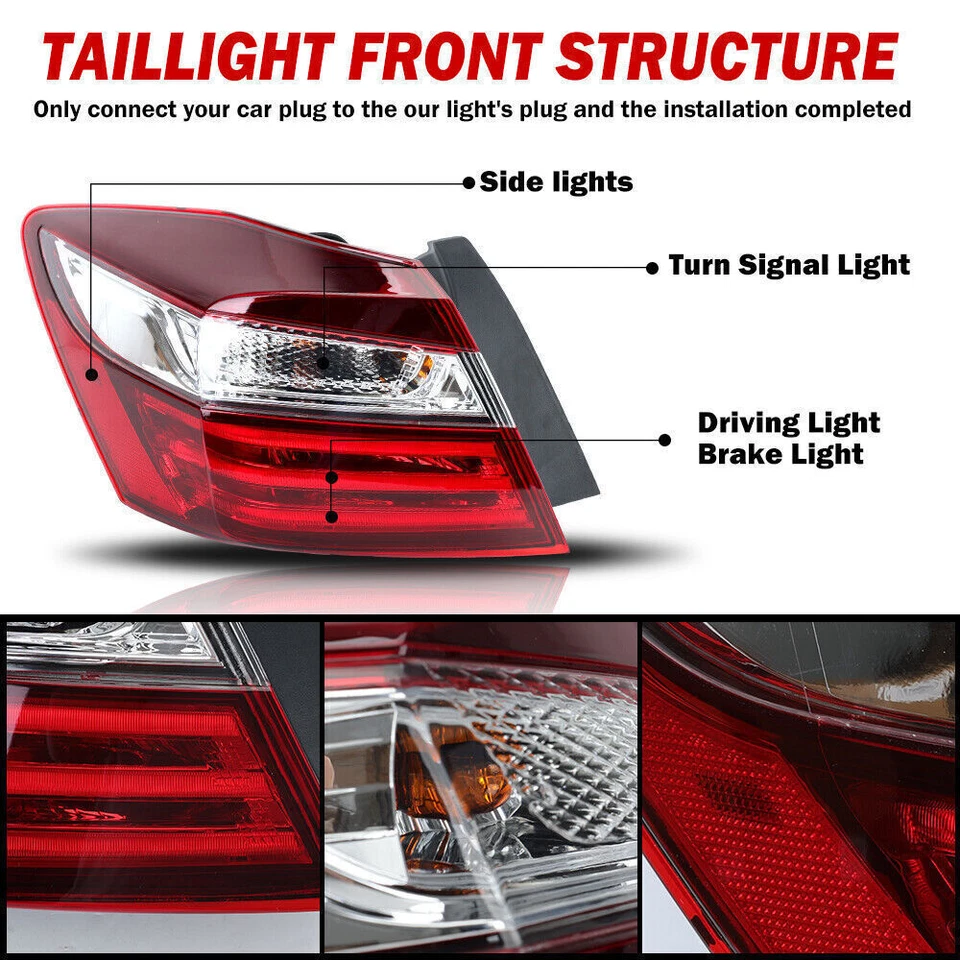 Driver Tail Light For 2016-2017 Honda Accord Sedan Outer Left Rear LED Taillamp Foto 4 de 4