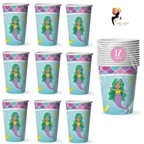 MERMAID DISPOSABLE PAPER CUPS Sea theme Tableware Birthday Party Decorations Lot - Picture 1 of 6