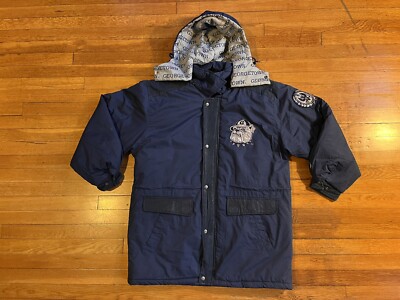 VINTAGE Pro Player Georgetown Hoyas Long Jacket Men s Extra Large Blue 90s