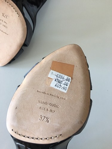 $1,336 ZAPATOS NARCISO RODRÍGUEZ NEGRO GRIS PATENTE CUERO TACONES GAMUZA TALLA 37.5 - Imagen 11 de 11