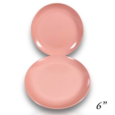 Vintage PINK Melmac Beverly By Prolon 7400 Set of Two BREAD Plates 6 '' MCM