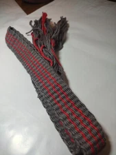 423274:Powder Horn Strap belt cotton 22"x 1" stripe pattern  Dark gray/red