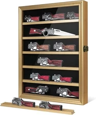 Knife Display Case Cabinet Golden 12+ Wood Pocket Knives Holder Wall Shadow Box