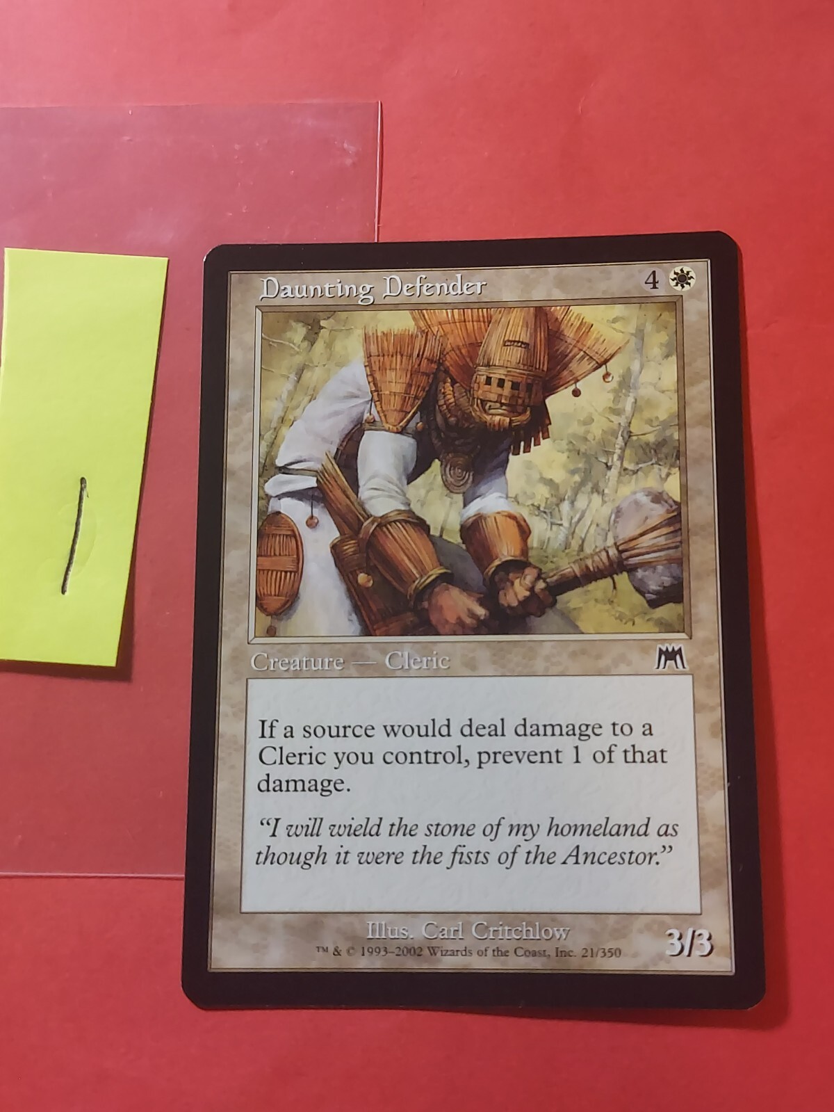 2002 Magic The Gathering Onslaught #21 Daunting Defender, C, White, NF, cd1