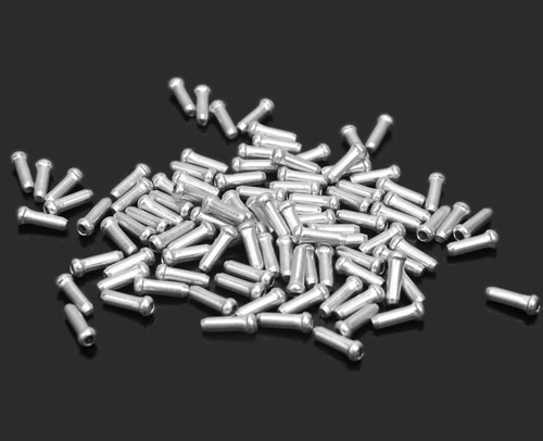 100 PCS ALUMINUM SILVER BICYCLE BIKE SHIFTER BRAKE CABLE TIPS CAPS END CRIMP NEW - Picture 2 of 2