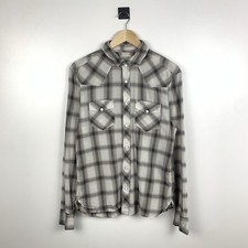 Men s Designer Allsaints Plaid Button Ups Shirt Long Sleeve Size Medium Luxury