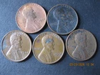1944 LINCOLN WHEAT PENNY - SET of 5 COINS
