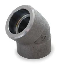 Zoro Select 1Mnp5 Socket Weld, Black Forged Steel 45 Degree Elbow, Class 3000