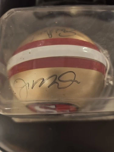 San Francisco 49ers Joe Montana Steve Young  Autographed Riddell Mini Helmet COA