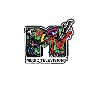 MTV Anstecker 90s Pin Retro Anstecknadel Metall Button Music Ninetees Accessoire