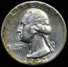 1943-D Washington Quarter - 90% Silver U.S. Coin ALMOST UNCIRCULATED #F5