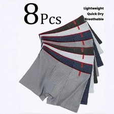 8 PCS Men's Underwear Soft Boxer Briefs Breathable Comfortable Trunks