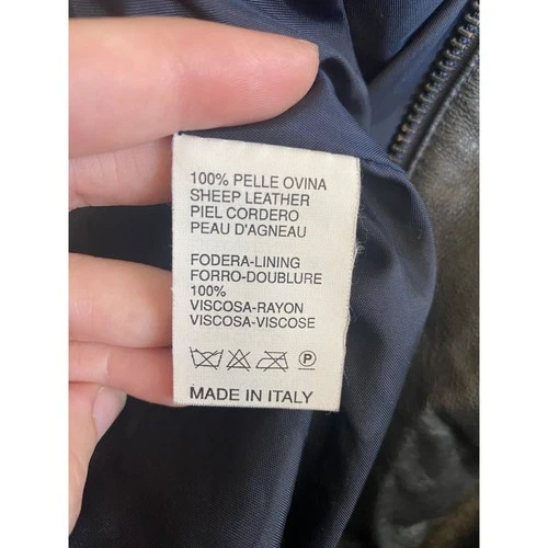 Vera Pelle Made in Italy Sheep Leather Moto Jacket IT 54 / US Large Black image 5