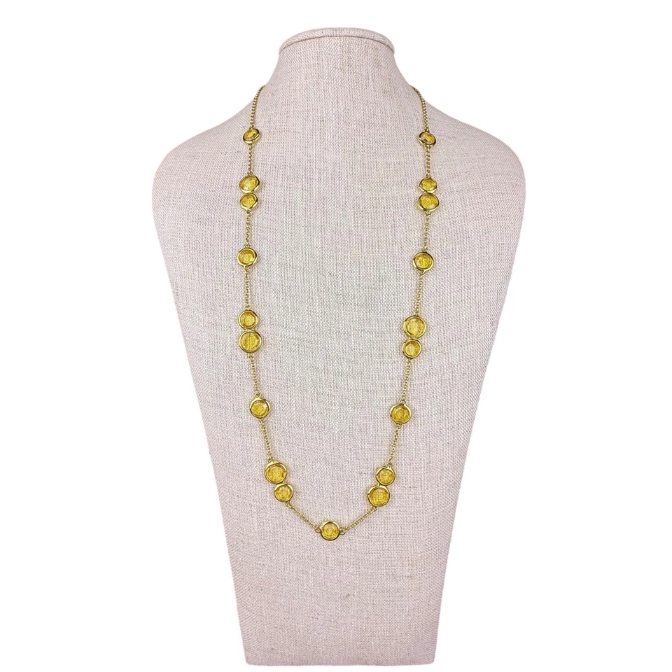 Kate Spade New York Womens Gold Tone Long Necklace Yellow Faceted Stones - Image 2 of 4