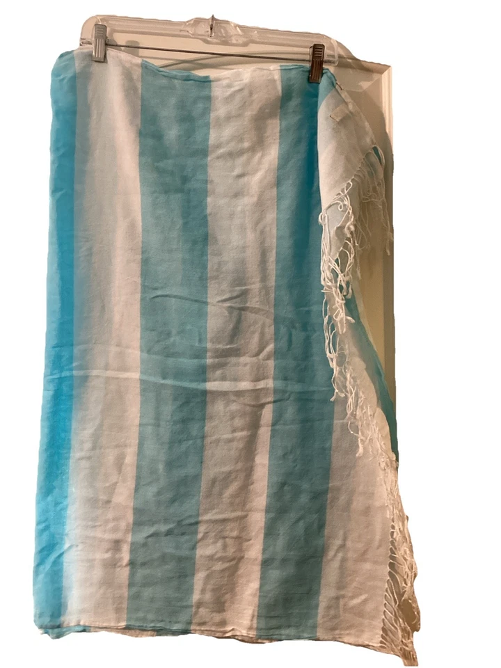 HOLLISTER Azul Claro y Blanco RAYAS MUJER Algodón BUFANDA HERMOSA Foto 2 de 4