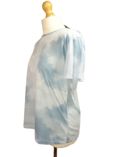 M&S Collection Relaxed T-Shirt Top Size 10 Also 12 Blue Tie Dye Print: 40" Bust image 9