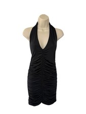 Black Halter Neck Deep V Neck Dress Size 8