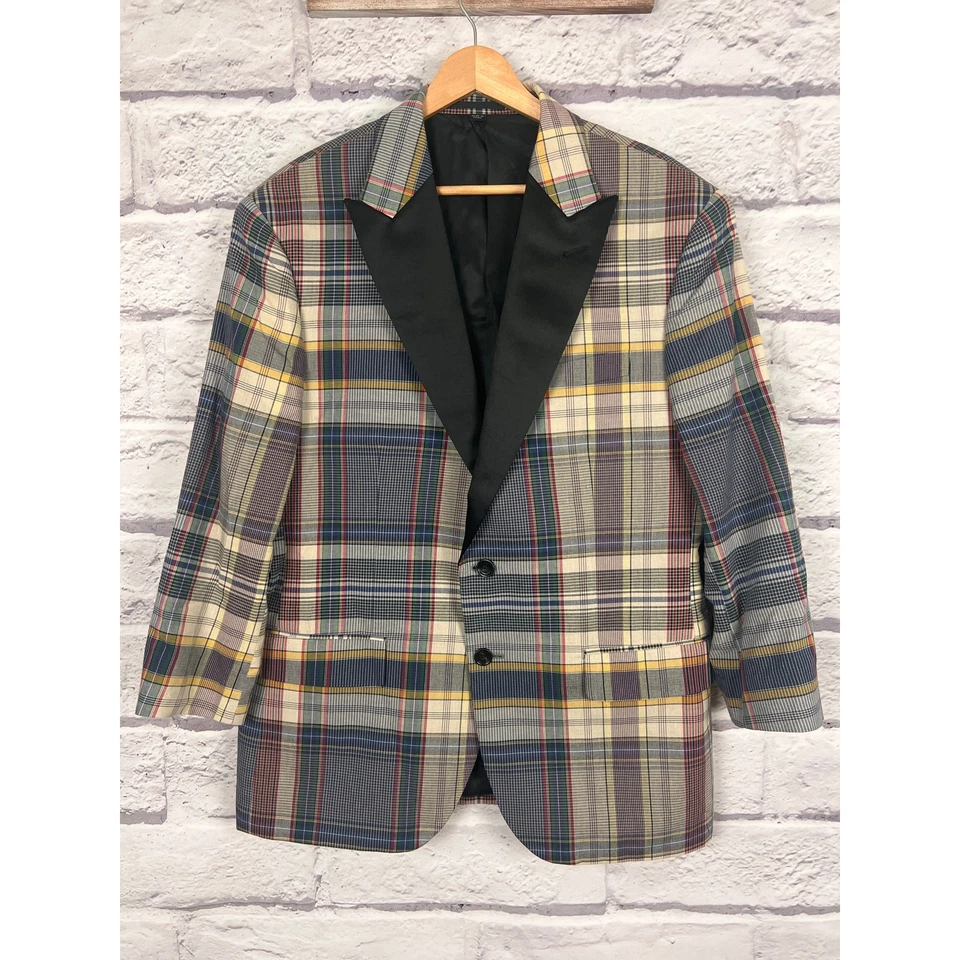 Chaqueta de cena a cuadros J.Crew Ludlow para hombre 42S Preppy ecuestre dinero antiguo Madrás Foto 3 de 4