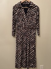 Jessica Howard Women's Dress Black and Brown Pattern Long Sleeve Size 8