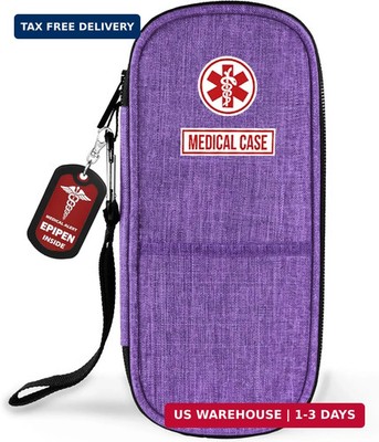 mnmoom EpiPen Medical Carrying Case, Travel Medication Bag Insulated Fits 2 EpiP