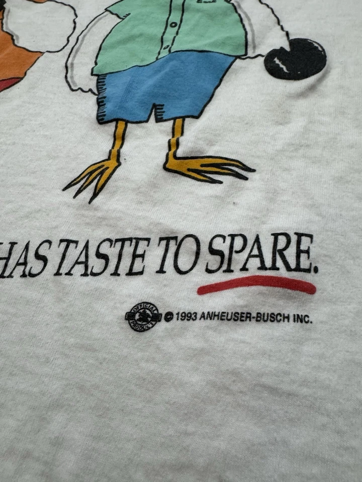Vintage Bud Light “Has Taste To Spare” 90’s Single Stitch T Shirt Men’s XL White - Image 3 of 4