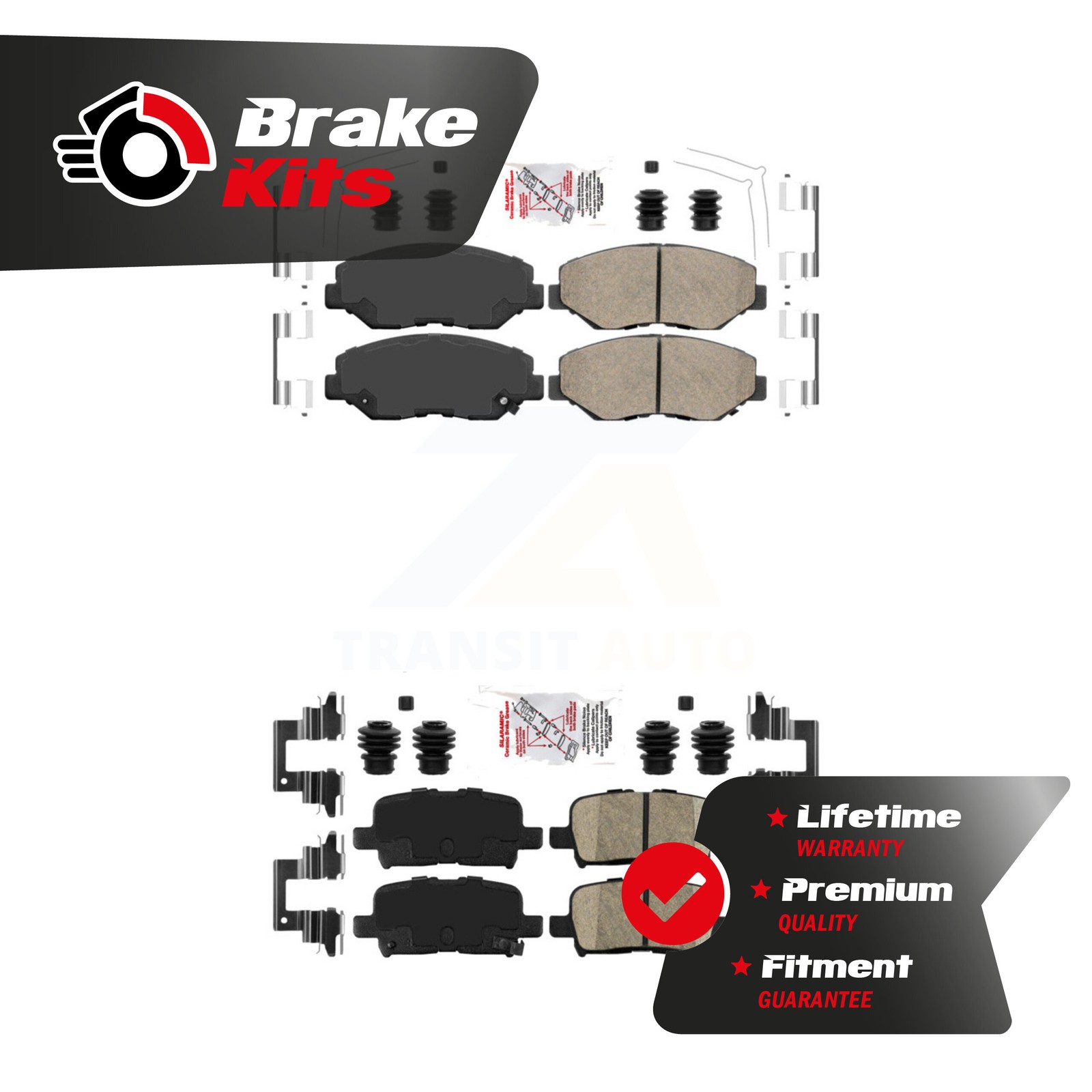 Front Rear Ceramic Disc Brake Pads Kit For 2003-2008 Honda Pilot